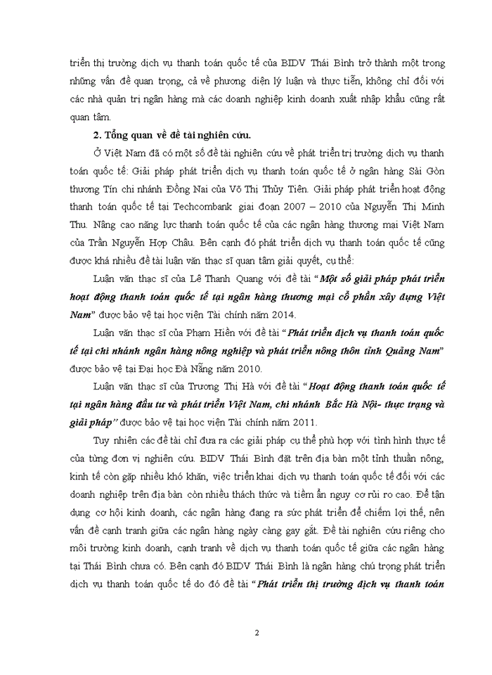 image for page ThS Phát triển thị trường dịch vụ thanh toán quốc tế của ngân hàng thương mại cổ phần Đầu tư và Phát triển Việt Nam - Chi nhánh Thái Bình