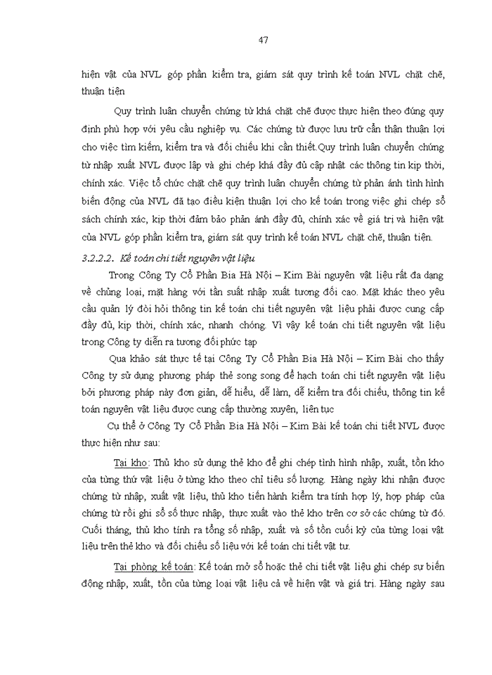 image for page Hoàn thiện kế toán nguyên vật liệu tại Công Ty Cổ Phần Bia Hà Nội Kim Bài