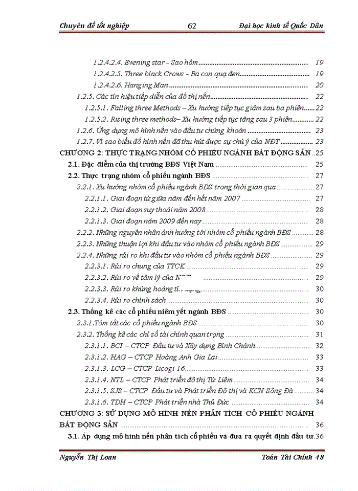 image for page Áp dụng mô hình nến phân tích sự biến động giá của một số cổ phiếu ngành Bất động sản