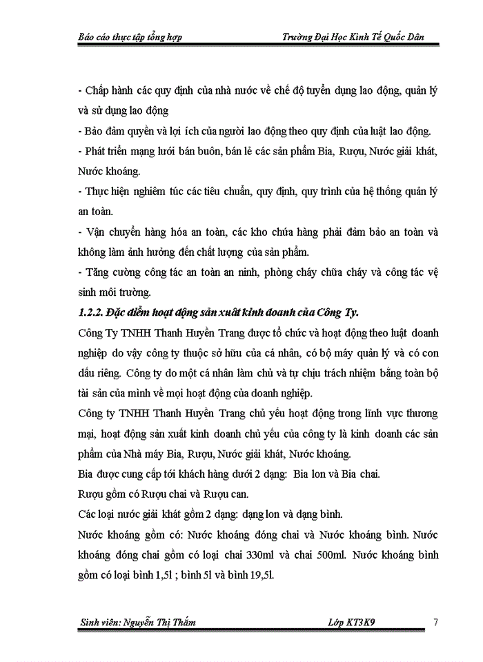 image for page Báo cáo Một số đánh giá về tình hình tổ chức hạch toán kế toán tại Công ty Trách nhiệm hữu hạn Thanh Huyền Trang