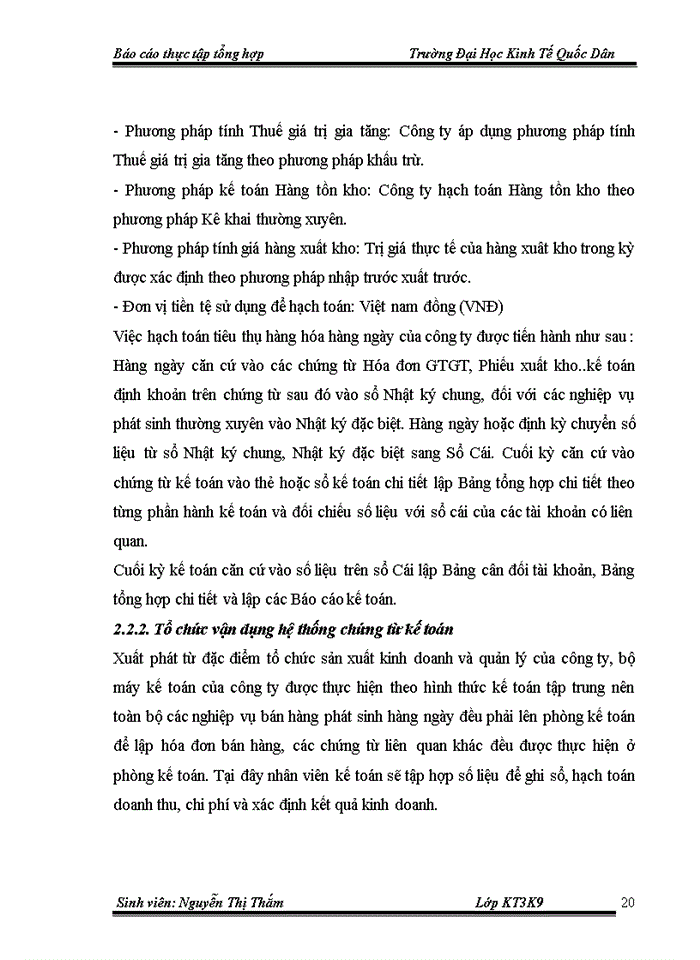 image for page Báo cáo Một số đánh giá về tình hình tổ chức hạch toán kế toán tại Công ty Trách nhiệm hữu hạn Thanh Huyền Trang
