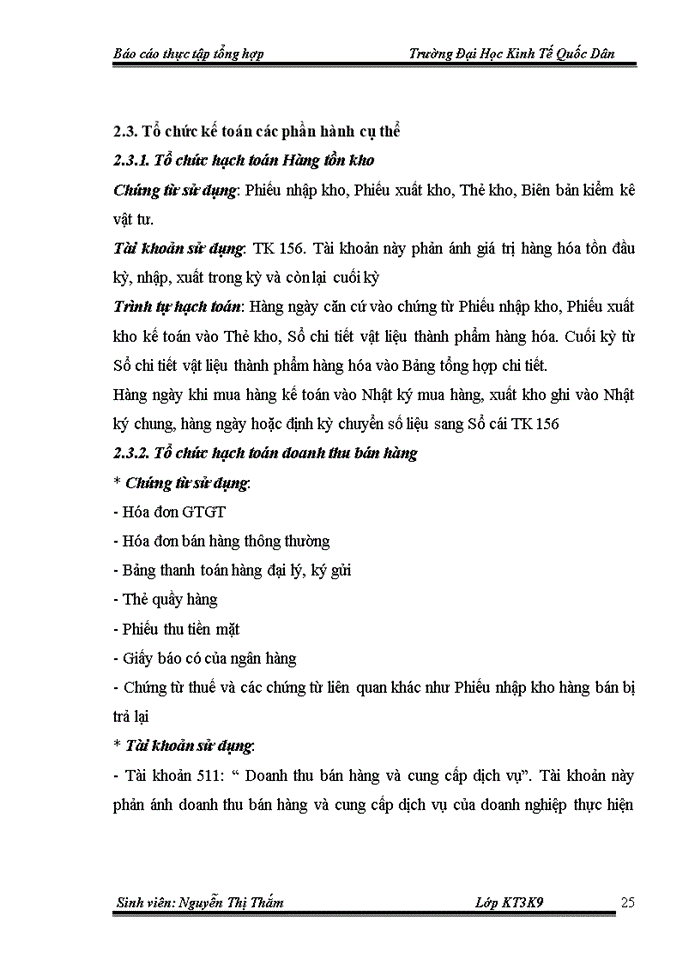 image for page Báo cáo Một số đánh giá về tình hình tổ chức hạch toán kế toán tại Công ty Trách nhiệm hữu hạn Thanh Huyền Trang