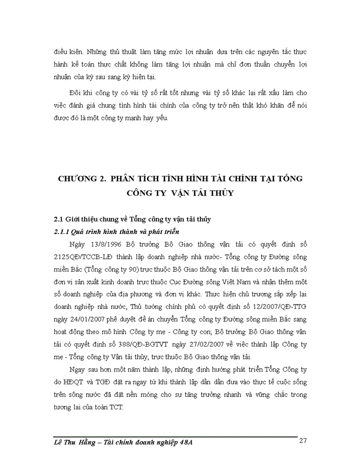 image for page Phân tích tình hình tài chính của Tổng công ty vận tải thủy