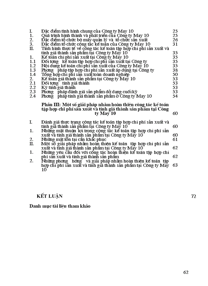 image for page Hoµn thiÖn c ng t c kÕ to n tËp h p chi phÝ s n xuÊt vµ tÝnh gi thµnh s n phÈm t i C ng ty May 10