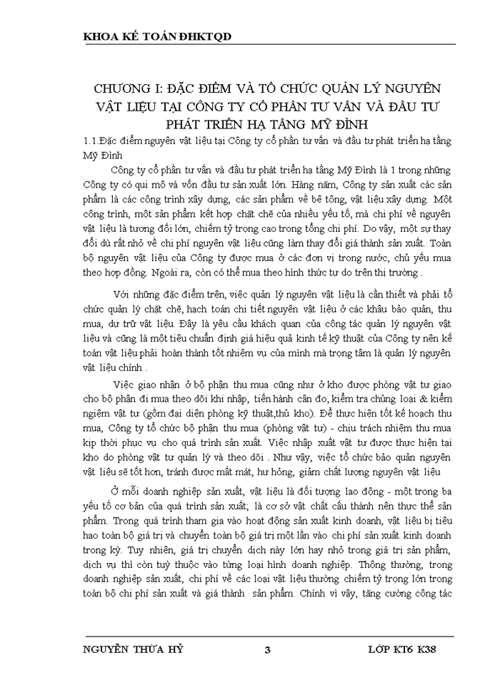 image for page Hoàn thiện kế toán nguyên vật liệu tại Công ty cổ phần tư vấn và đầu tư phát triển hạ tầng Mỹ Đình