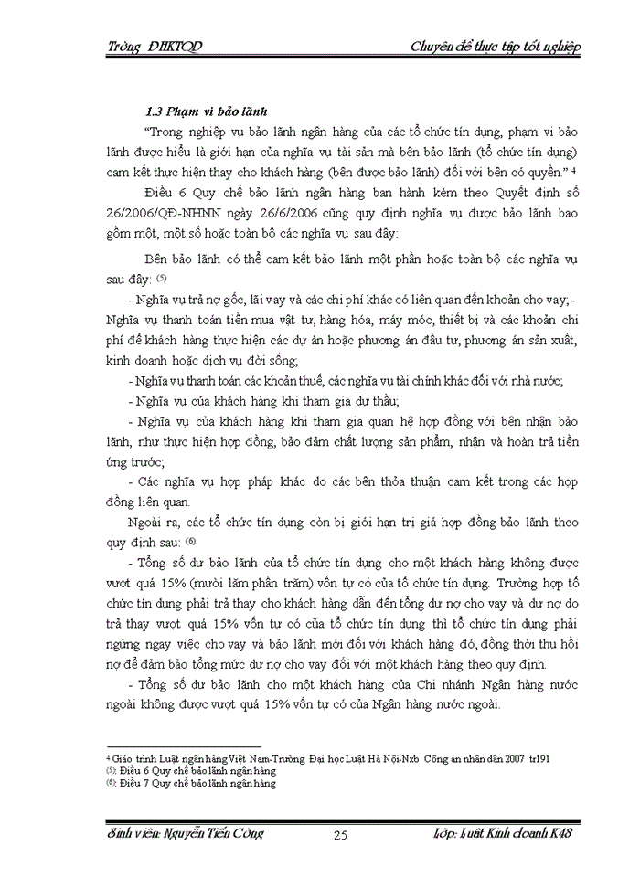 image for page Cơ sở pháp lý về bảo lãnh ngân hàng và thực tiễn áp dụng tại Ngân hàng TMCổ phần Hàng Hải Việt Nam Chi nhánh Trường Chinh