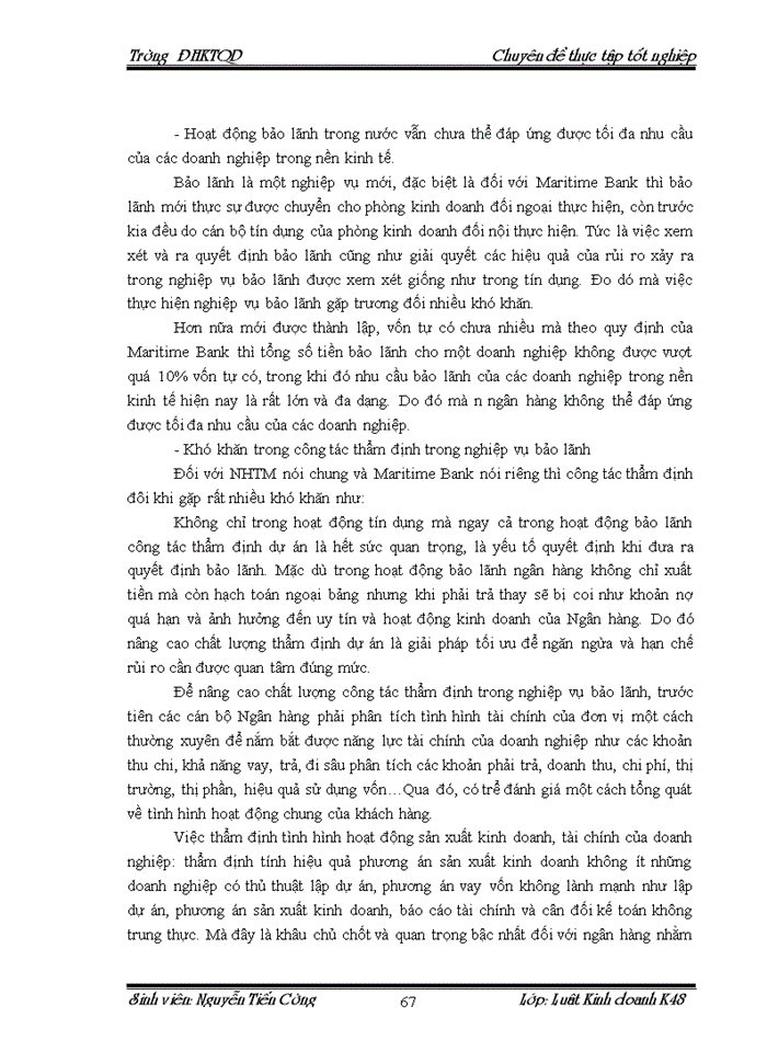 image for page Cơ sở pháp lý về bảo lãnh ngân hàng và thực tiễn áp dụng tại Ngân hàng TMCổ phần Hàng Hải Việt Nam Chi nhánh Trường Chinh
