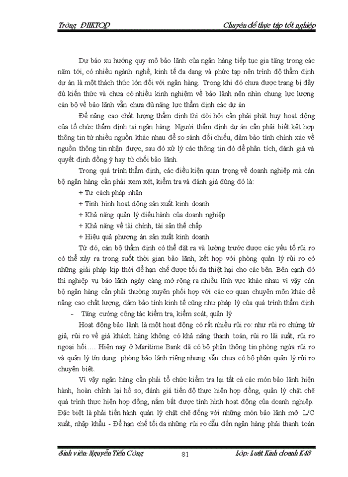image for page Cơ sở pháp lý về bảo lãnh ngân hàng và thực tiễn áp dụng tại Ngân hàng TMCổ phần Hàng Hải Việt Nam Chi nhánh Trường Chinh