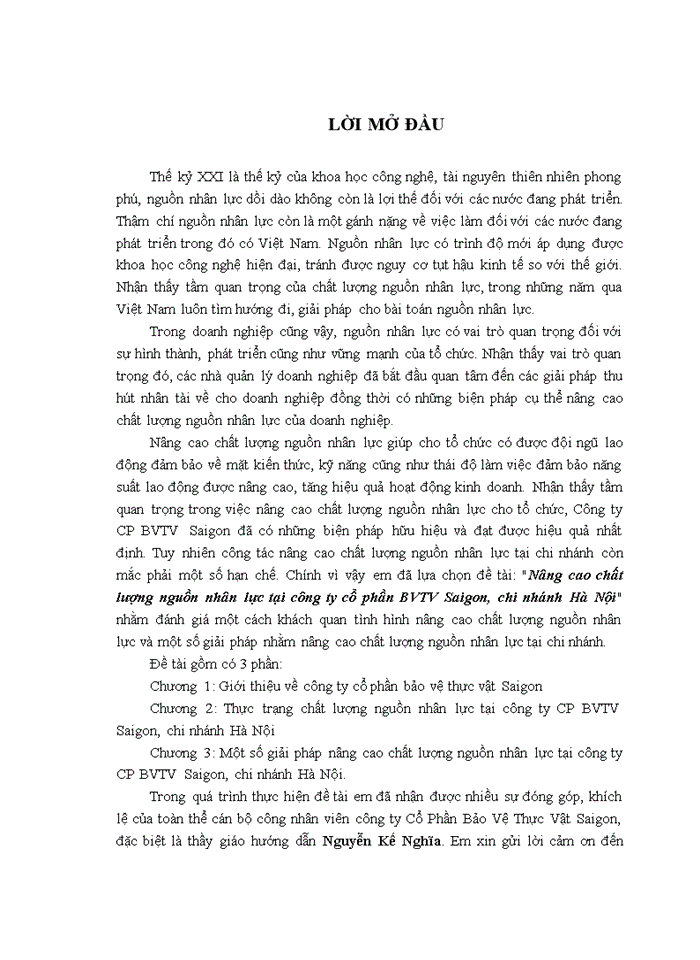 image for page Nâng cao chất lượng nguồn nhân lực tại công ty cổ phần BVTV Saigon chi nhánh Hà Nội