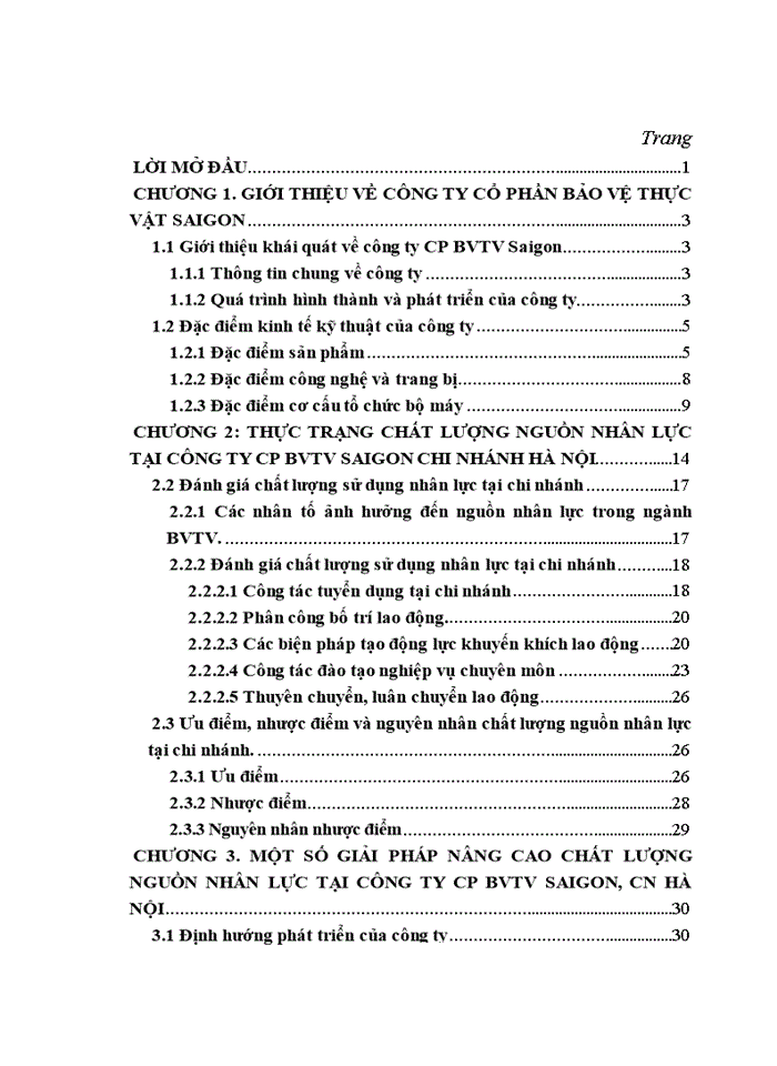 image for page Nâng cao chất lượng nguồn nhân lực tại công ty cổ phần BVTV Saigon chi nhánh Hà Nội