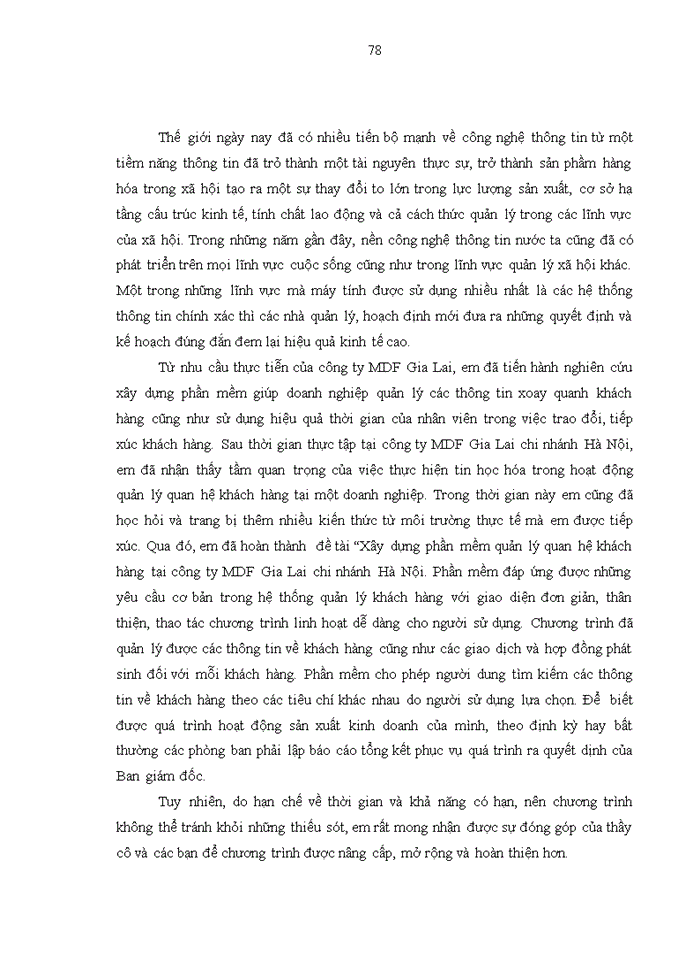 image for page Xây dựng phần mềm quản lý quan hệ khách hàng tại công ty MDF Gia Lai chi nhánh Hà Nội