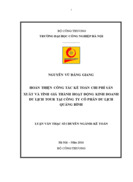 ThS Hoàn thiện công tác kế toán chi phí sản xuất và tính giá thành hoạt động kinh doanh du lịch tour tại Công ty cổ phần du lịch Quảng Bình