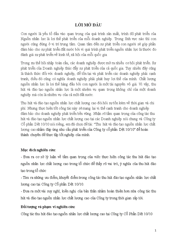 image for page Thu hút và đào tạo nguồn nhân lực chất lượng cao nhằm đáp ứng nhu cầu phát triển của Công ty cổ phần Dệt 10 10