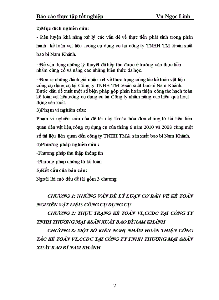 image for page Kế toán vật liệu công cụ dụng cụ Công ty Trách nhiệm hữu hạn Thương mại sản xuất bao bì Nam Khánh