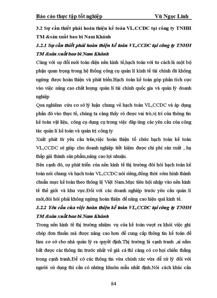 image for page Kế toán vật liệu công cụ dụng cụ Công ty Trách nhiệm hữu hạn Thương mại sản xuất bao bì Nam Khánh