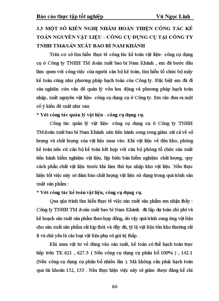 image for page Kế toán vật liệu công cụ dụng cụ Công ty Trách nhiệm hữu hạn Thương mại sản xuất bao bì Nam Khánh