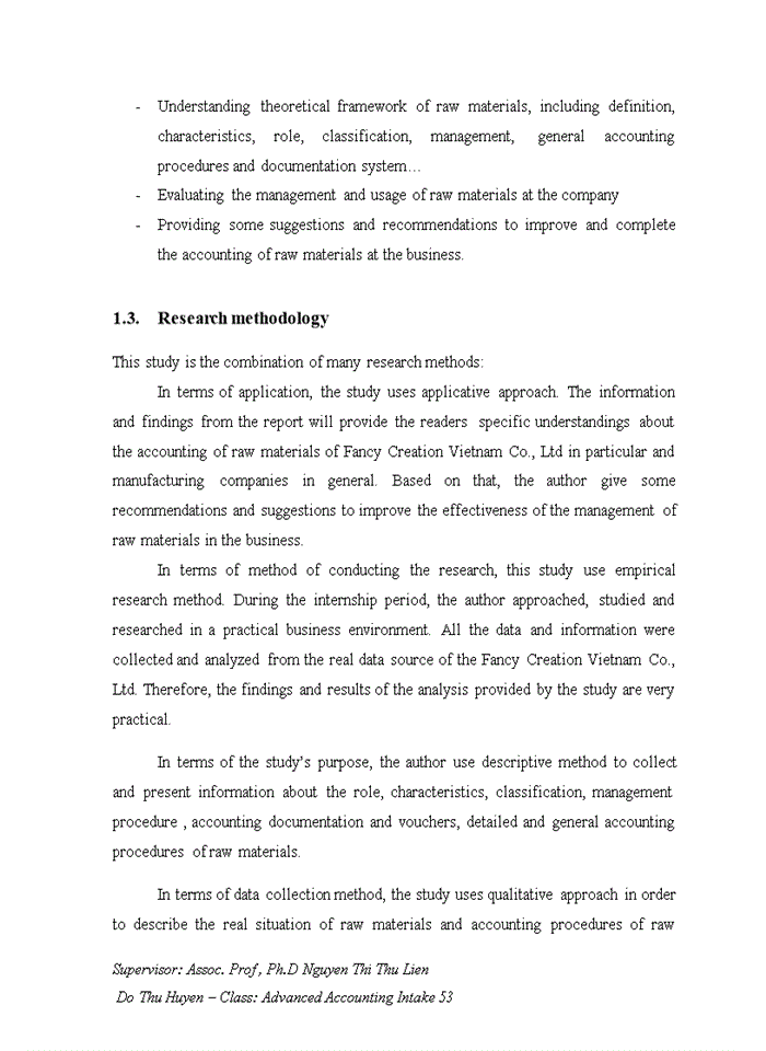 image for page Completing the accounting of raw materials at Fancy Creation Vietnam Co Ltd tiếng anh