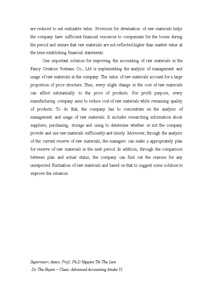 image for page Completing the accounting of raw materials at Fancy Creation Vietnam Co Ltd tiếng anh