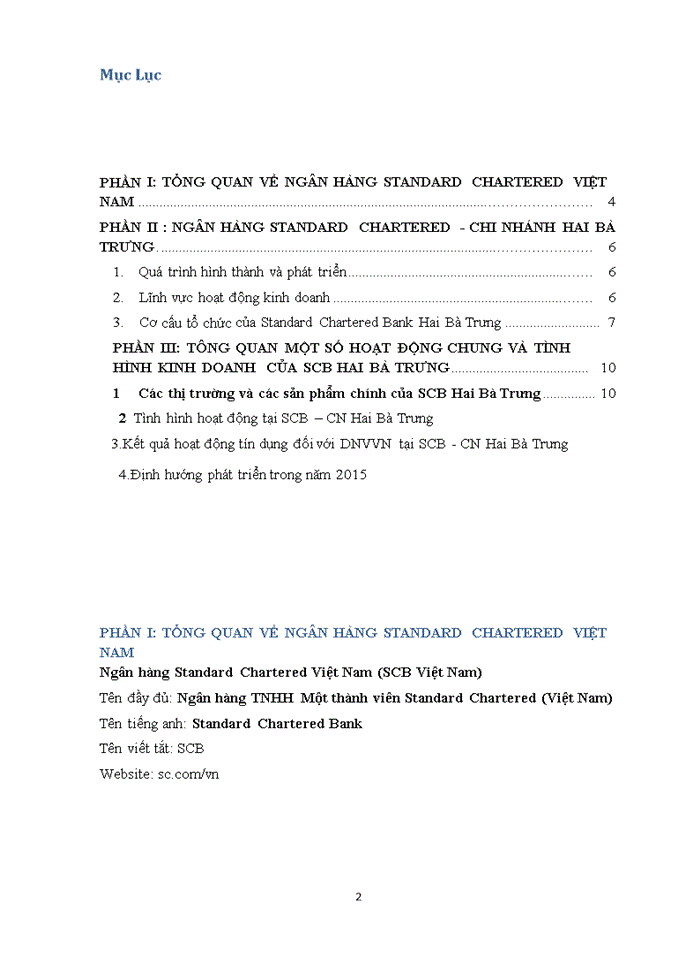 NGÂN HÀNG Trách nhiệm hữu hạn Một thành viên STANDARD CHARTERED CHI NHÁNH HAI BÀ TRƯNG