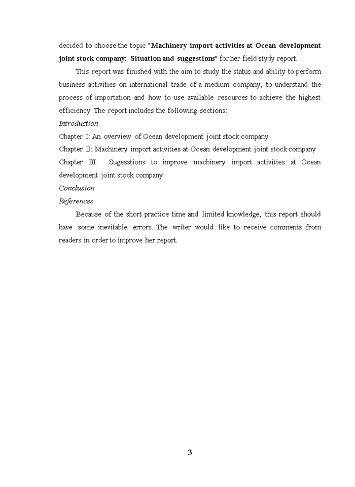 image for page Machinery Import Activities At Ocean Development Joint Stock Company