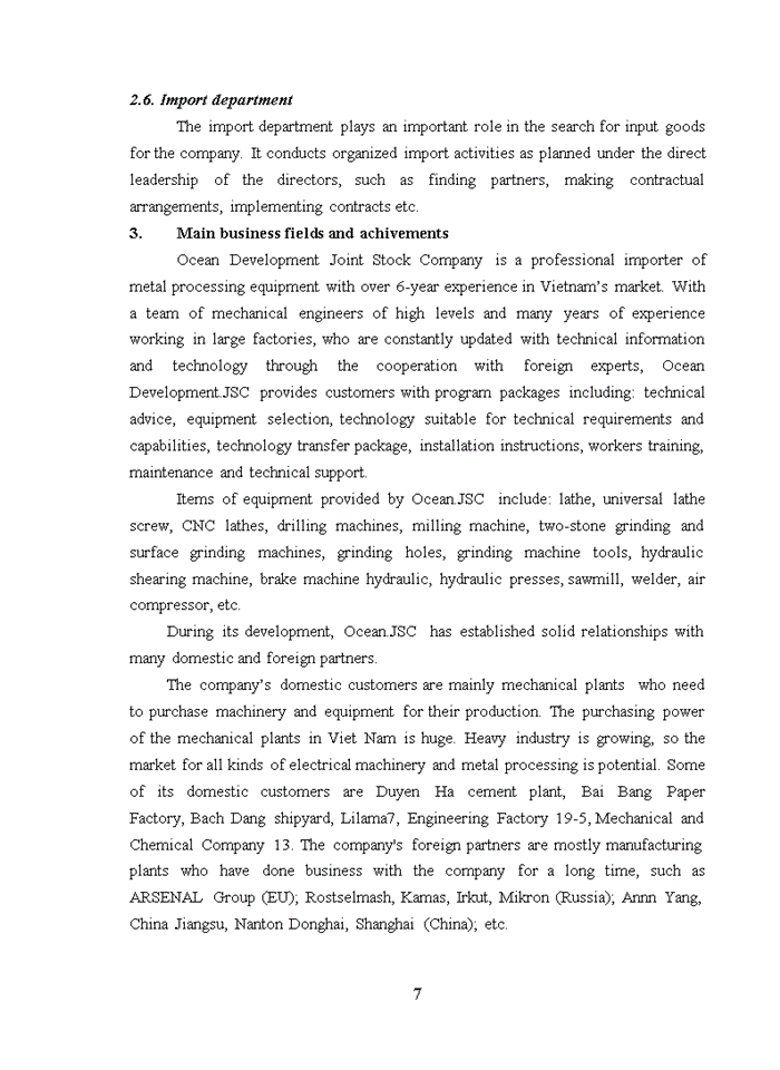 image for page Machinery Import Activities At Ocean Development Joint Stock Company
