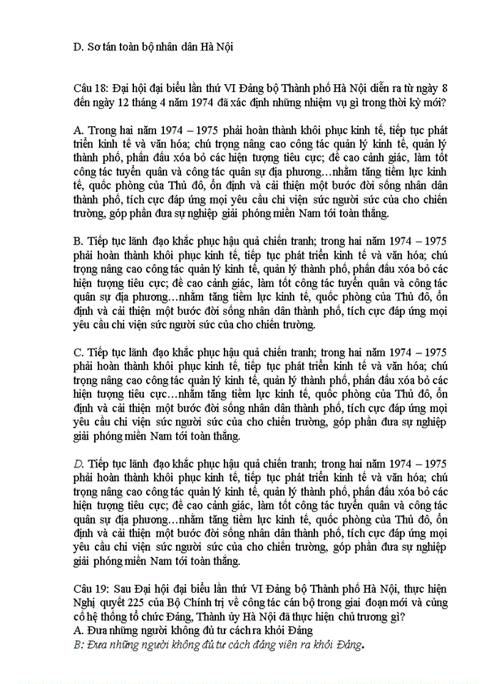 BỘ CÂU HỎI THI TÌM HIỂU 70 NĂM CÁCH MẠNG THÁNG QUỐC KHÁNH NƯỚC CỘNG HÒA XÃ HỘI CHỦ NGHĨA VIỆT NAM VÀ LỊCH SỬ ĐẢNG BỘ THÀNH PHỐ HÀ NỘI