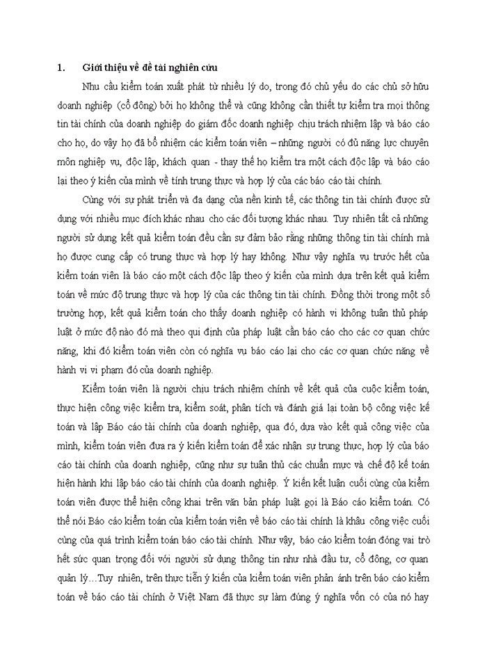 BÀN VỀ Ý KIẾN CỦA KIỂM TOÁN VIÊN TRÊN Báo cáo KIỂM TOÁN TÀI CHÍNH Ở VIỆT NAM THỰC TRẠNG VÀ GIẢI PHÁP