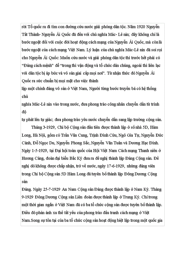 image for page Trình bày vai trò của Nguyễn Ái Quốc trong việc thành lập Đảng Cộng sản Việt Nam