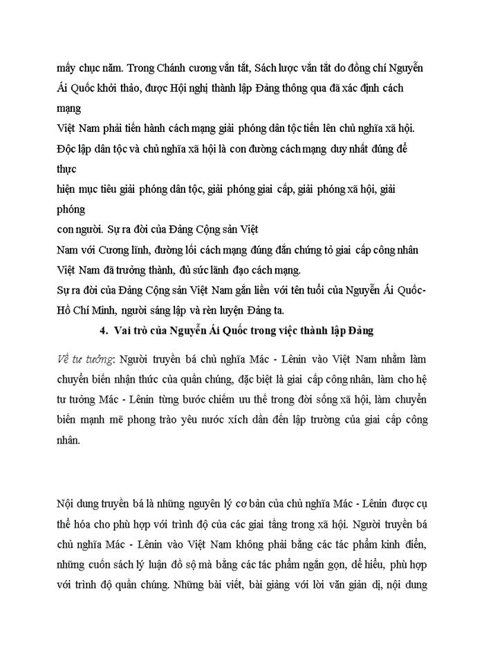 image for page Trình bày vai trò của Nguyễn Ái Quốc trong việc thành lập Đảng Cộng sản Việt Nam