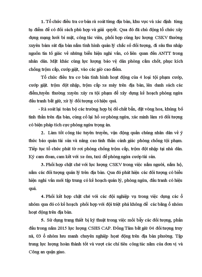 Báo cáo THAM LUẬN CỦA LỰC LƯỢNG CSHS CAP ĐỒNG TÂM VỀ MỘT SỐ BIỆN PHÁP THỰC HIỆN CÓ HIỆU QUẢ TRONG CÔNG TÁC PHÒNG CHỐNG ĐẤU TRANH VỚI TỘI PHẠM