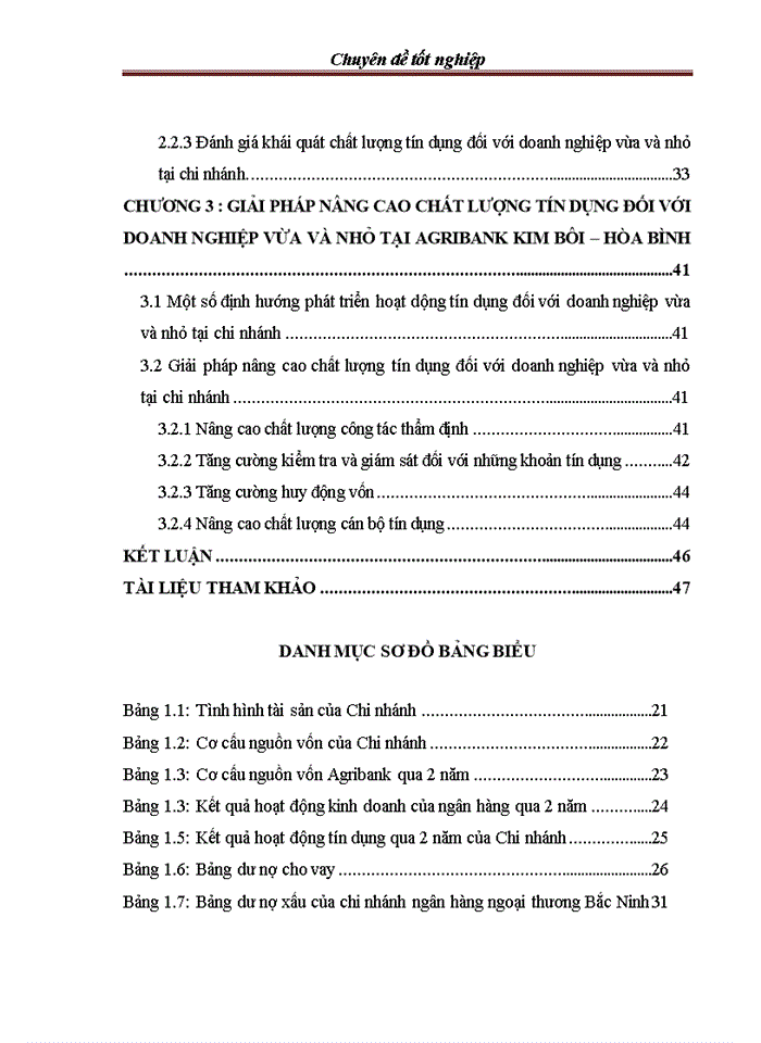 Nâng cao chất lượng tín dụng đối với các doanh nghiệp vừa và nhỏ tại Agribank Kim Bôi Hòa Bình