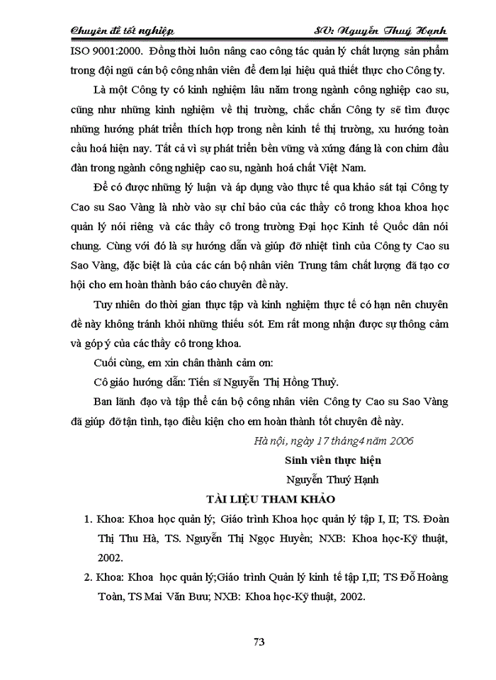 image for page Nâng cao hiệu quả công tác quản lý chất lượng sản phẩm tại Công ty Cao su Sao Vàng trong tiến trình hội nhập