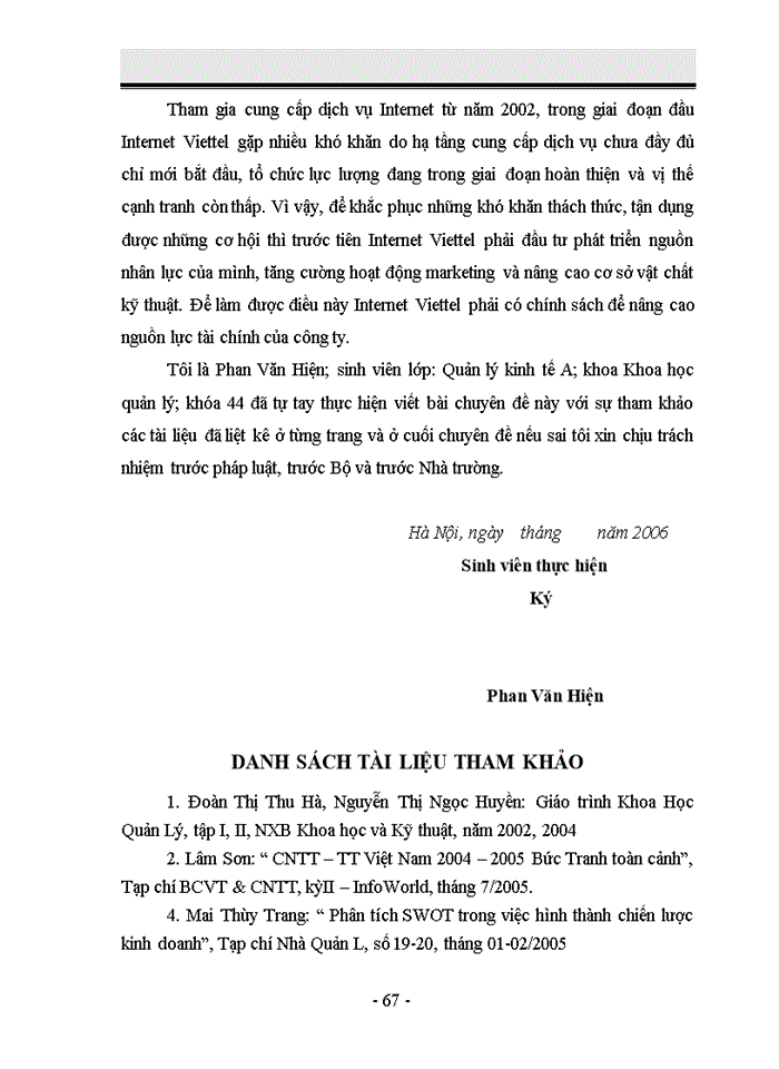 image for page Phân tích SWOT trong việc xây dựng chiến lược kinh doanh tại công ty Internet Viettel