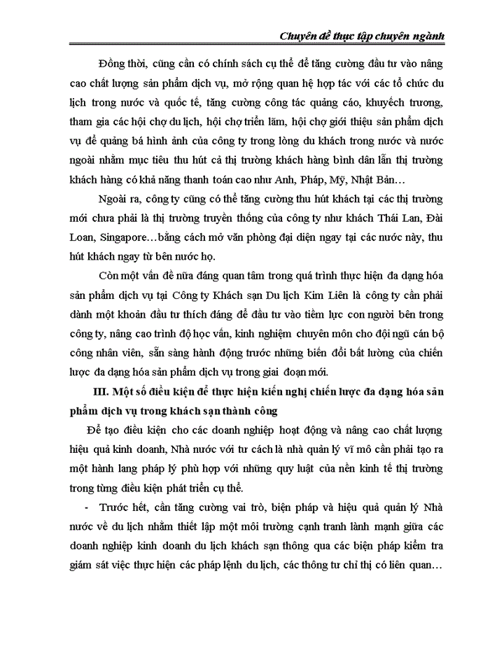 image for page Đánh giá chiến lược đa dạng hóa sản phẩm dịch vụ tại Công ty Khách sạn Du lịch Kim Liên