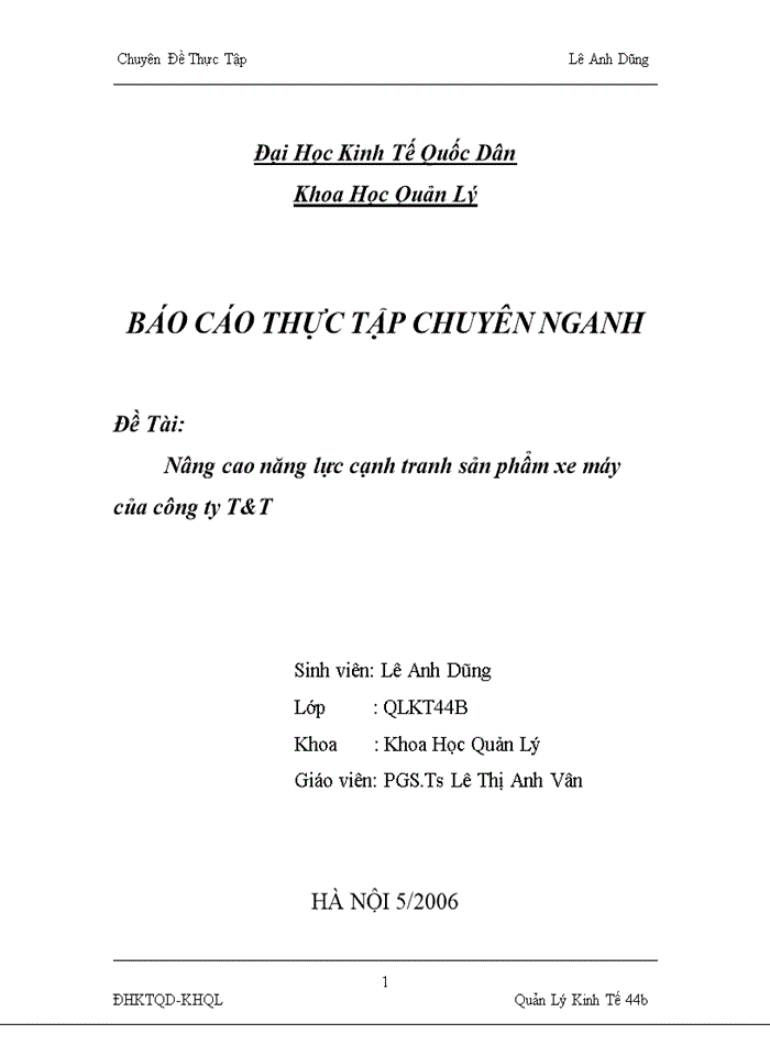 Nâng cao năng lực cạnh tranh sản phẩm xe máy của công ty T T