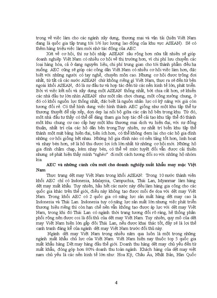 VIỆT NAM GIA NHẬP AEC VÀ NHỮNG TÁC ĐỘNG ĐẾN CÁC DOANH NGHIỆP XUẤT KHẨU MAY MẶC VIỆT NAM LẤY VÍ DỤ VỀ TỔNG CÔNG TY MAY VIỆT TIẾN