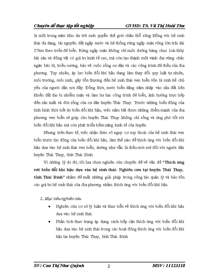 image for page Thích ứng với biến đổi khí hậu dựa vào hệ sinh thái Nghiên cứu tại huyện Thái Thụy tỉnh Thái Bình