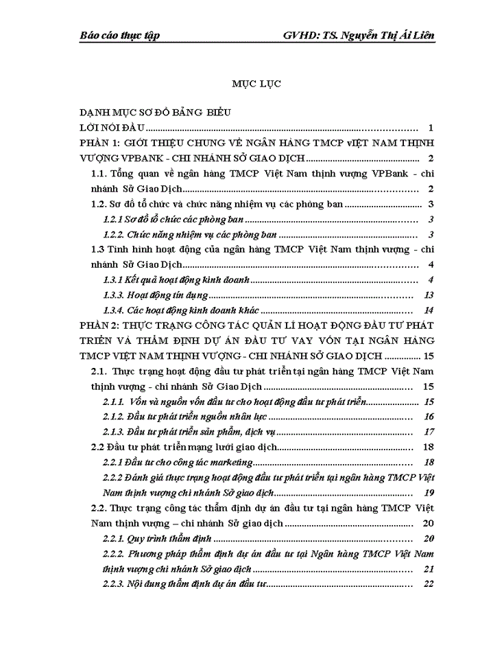 Thực trạng công tác quản lý hoạt động đầu tư phát triển và thẩm định dự án đầu tư vay vốn tại ngân hàng TMCổ phần Việt Nam thịnh vượng chi nhánh Sở Giao dịch