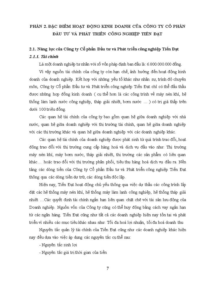image for page Đặc điểm hoạt động kinh doanh của Công ty Cổ phần Đầu tư và Phát triển công nghiệp Tiến Đạt