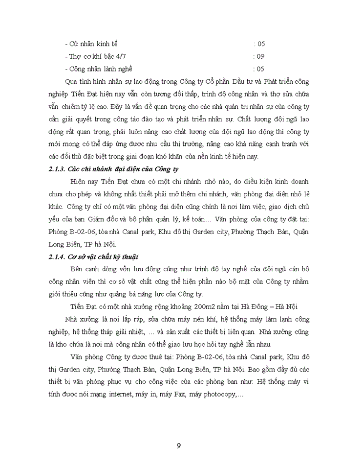 image for page Đặc điểm hoạt động kinh doanh của Công ty Cổ phần Đầu tư và Phát triển công nghiệp Tiến Đạt