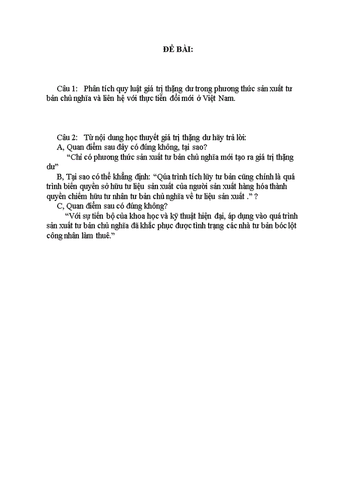 image for page Phân tích quy luật giá trị thặng dư trong phương thức sản xuất tư bản chủ nghĩa và liên hệ với thực tiễn đổi mới ở Việt Nam