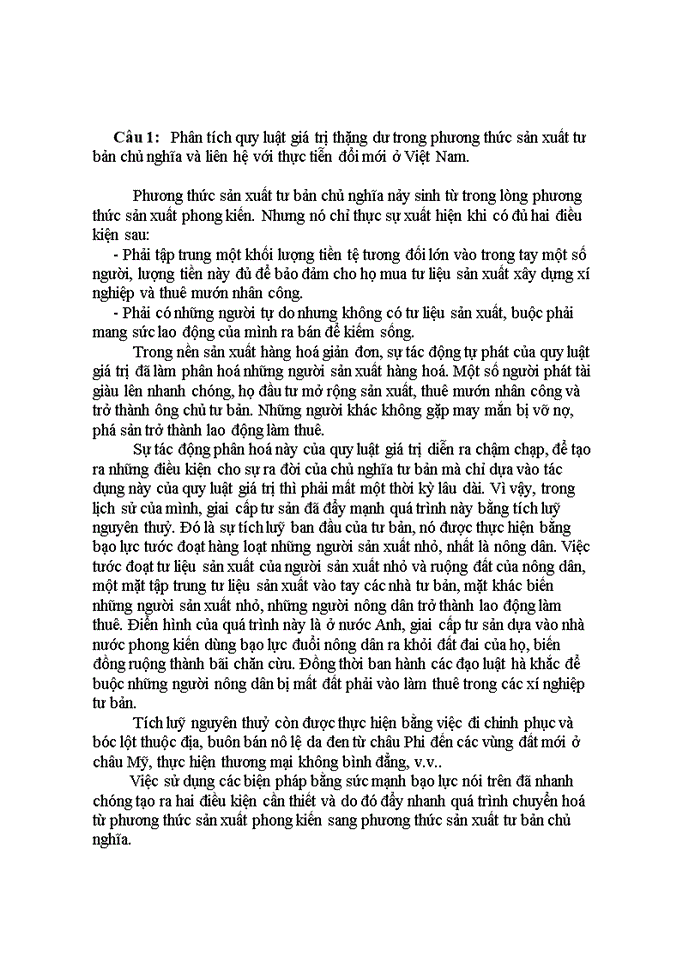 image for page Phân tích quy luật giá trị thặng dư trong phương thức sản xuất tư bản chủ nghĩa và liên hệ với thực tiễn đổi mới ở Việt Nam