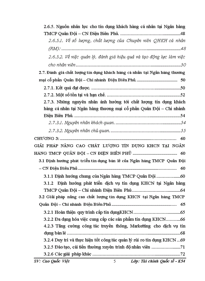 GIẢI PHÁP NÂNG CAO CHẤT LƯỢNG TÍN DỤNG KHÁCH HÀNG CÁ NHÂN TẠI NGÂN HÀNG TMCổ phần QUÂN ĐỘI CHI NHÁNH ĐIỆN BIÊN PHỦ