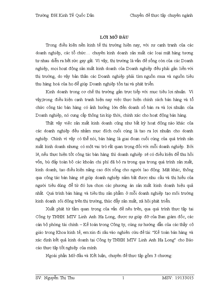 image for page HOÀN THIỆN KẾ TOÁN BÁN HÀNG VÀ XÁC ĐỊNH KẾT QUẢ KINH DOANH TẠI CÔNG TY Trách nhiệm hữu hạn Một thành viên LINH ANH HẠ LONG