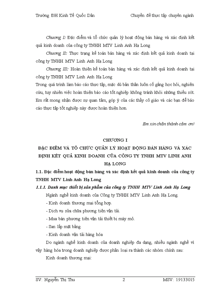 image for page HOÀN THIỆN KẾ TOÁN BÁN HÀNG VÀ XÁC ĐỊNH KẾT QUẢ KINH DOANH TẠI CÔNG TY Trách nhiệm hữu hạn Một thành viên LINH ANH HẠ LONG
