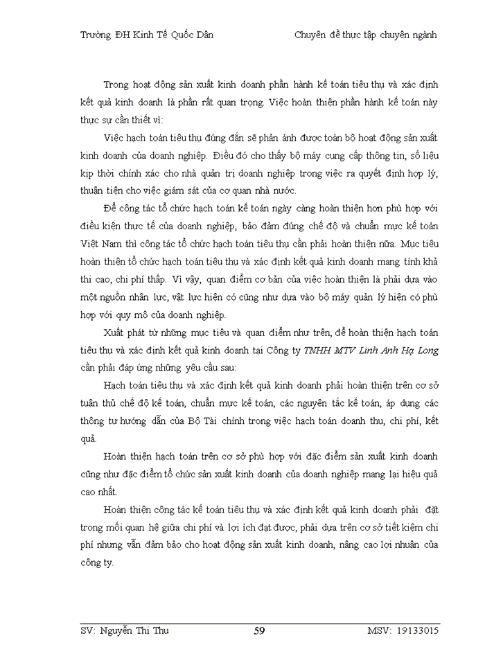 image for page HOÀN THIỆN KẾ TOÁN BÁN HÀNG VÀ XÁC ĐỊNH KẾT QUẢ KINH DOANH TẠI CÔNG TY Trách nhiệm hữu hạn Một thành viên LINH ANH HẠ LONG