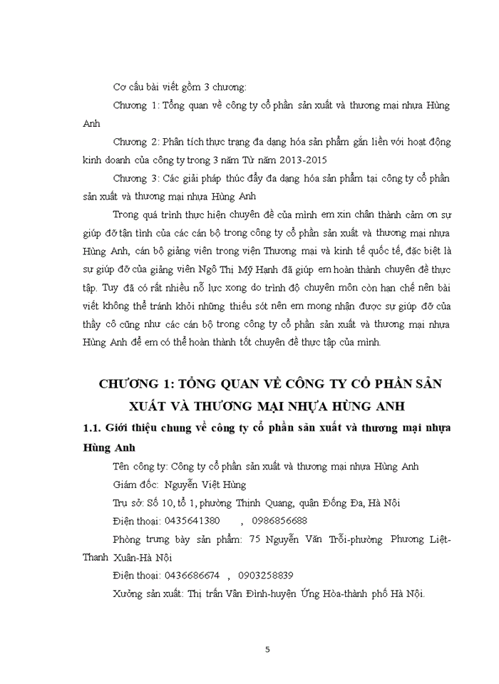 image for page Đa dạng hóa sản phẩm của công ty cổ phần sản xuất và thương mại nhựa Hùng Anh