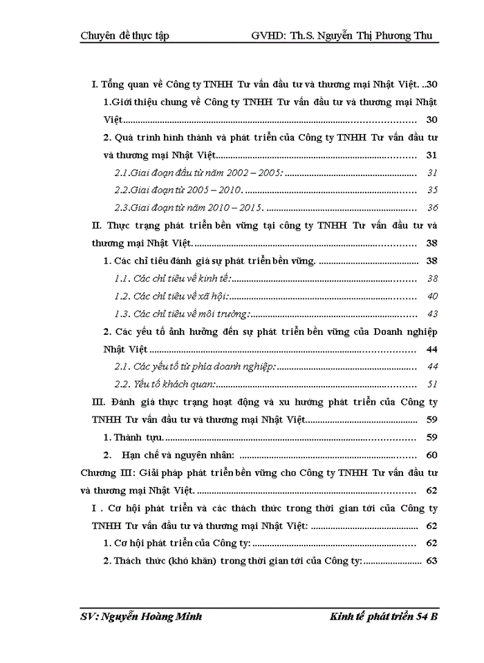 Thực trạng hoạt động và xu hướng phát triển của Công ty Trách nhiệm hữu hạn Tư vấn đầu tư và thương mại Nhật Việt