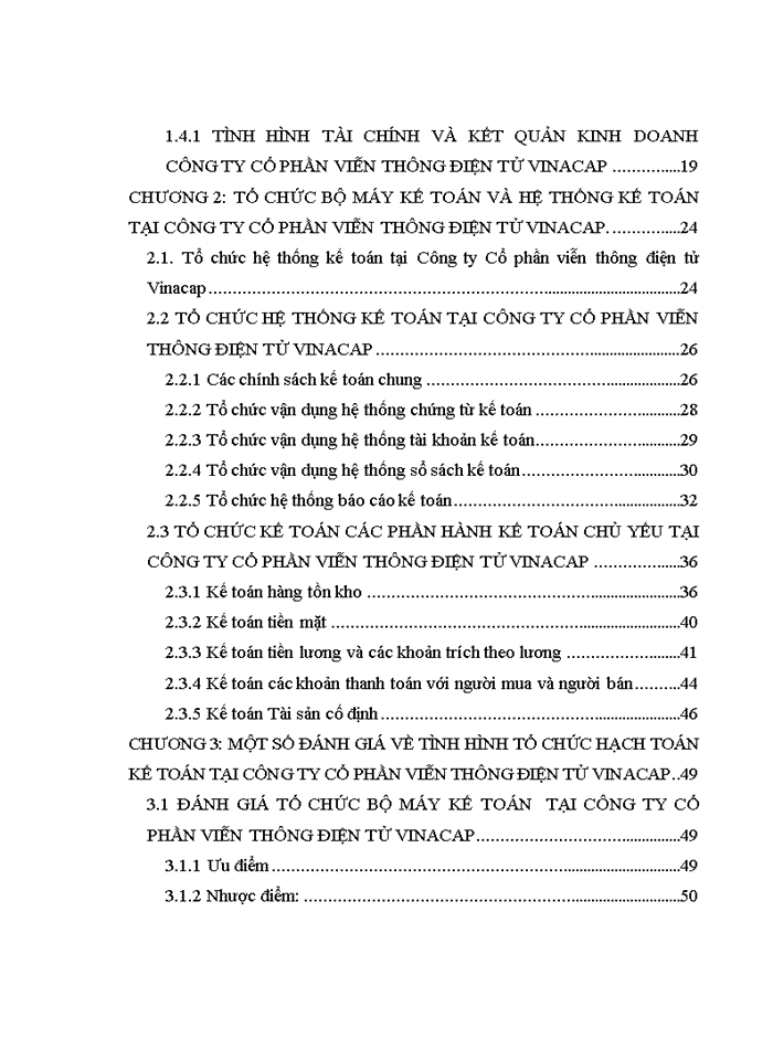 Tổ chức bộ máy kế toán và hệ thống kế toán tại Công ty Cổ phần Điện tử Viễn thông Vinacap