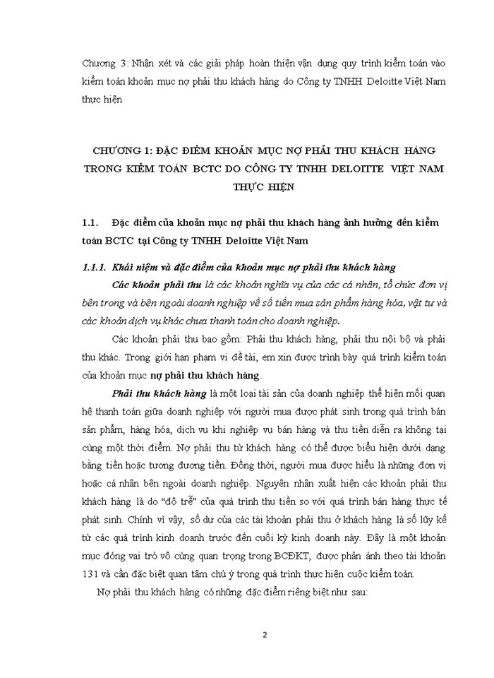 image for page Kiểm toán khoản mục công nợ phải thu khách hàng trong kiểm toán BCTC do Công ty Trách nhiệm hữu hạn Deloitte Việt Nam thực hiện